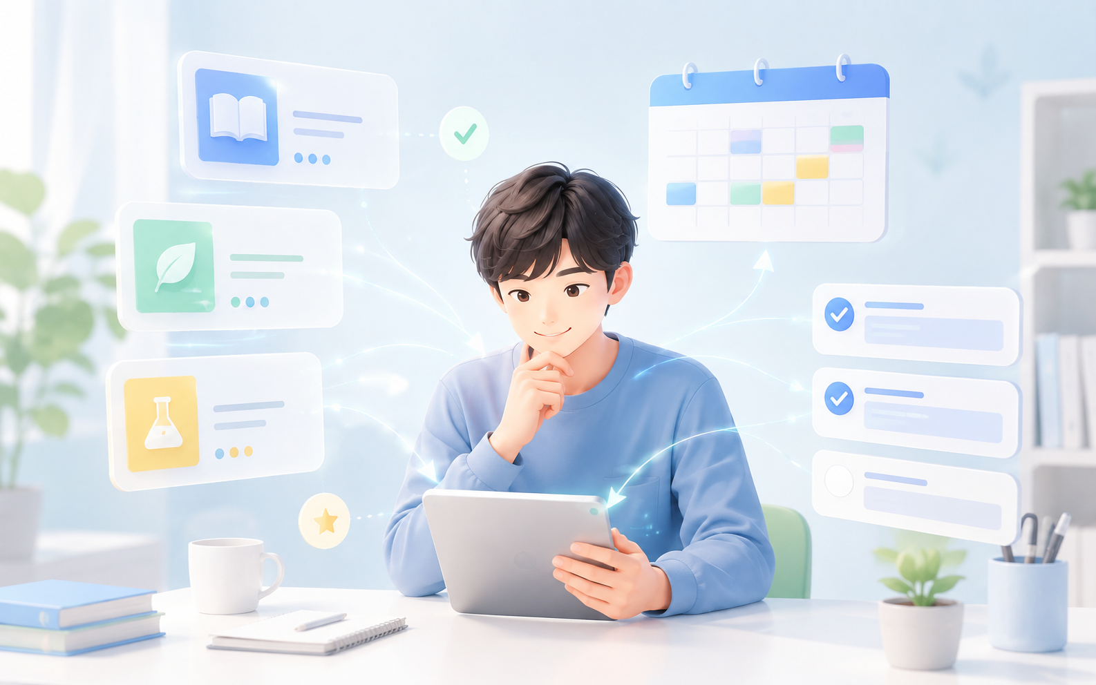 履修科目と学習ルートをつなぐAIのイメージ
